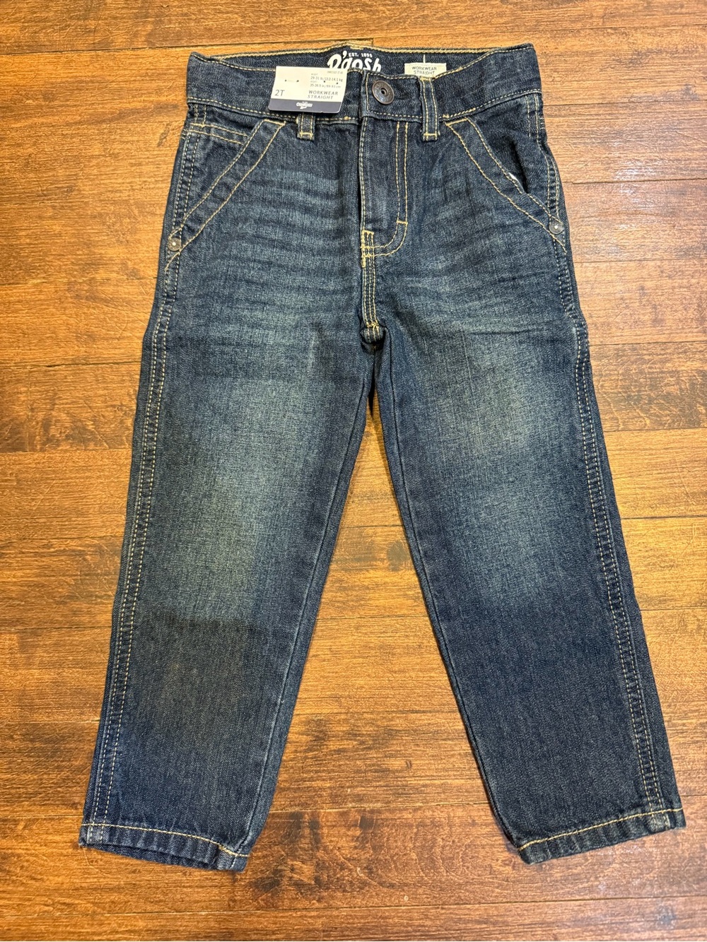 OshKosh B'gosh NWT Boys 2t Workwear Straight Dark Wash Carpenter Jeans
